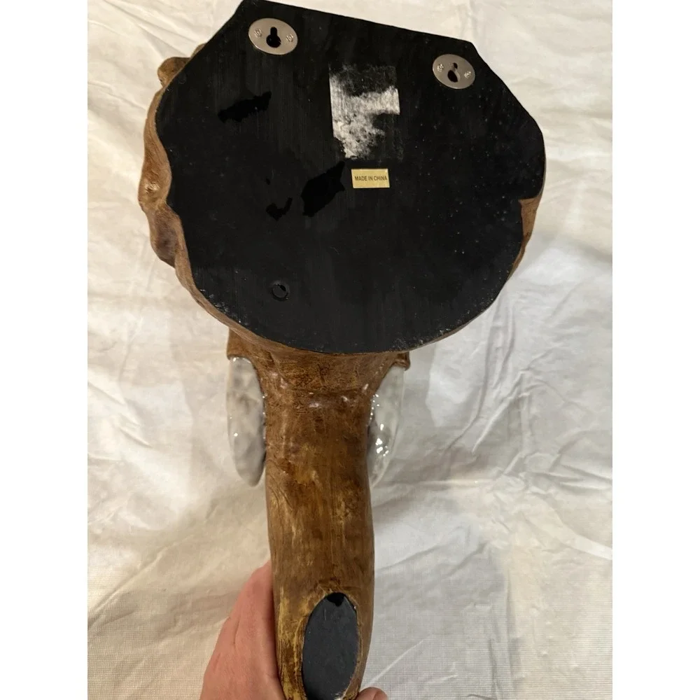 Elephant‎ Wall Hook Safari Decor Faux Wood Resin Head Trophy Head Animal Wall